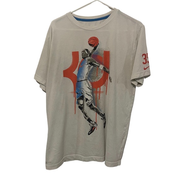Nike Other - Kevin Durant Shirt Men Large White Nike Dri-Fit Basketball Player Dunking Ball
